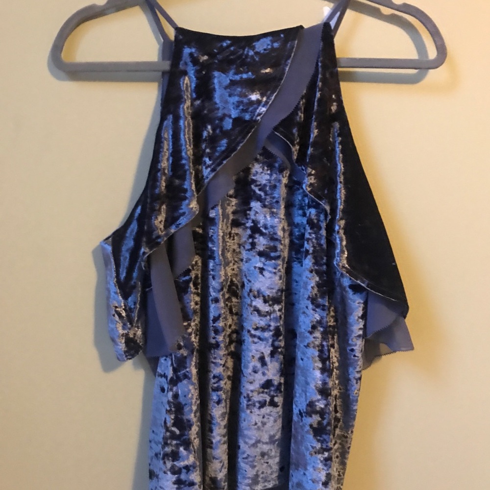 crushed velvet cold shoulder top